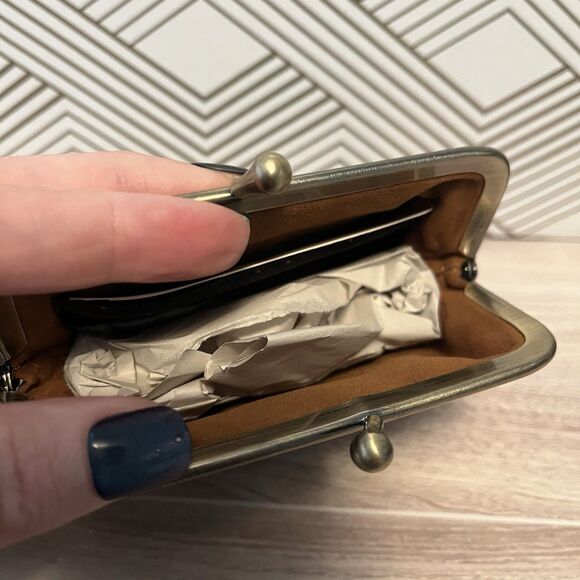 NWT PATRICIA NASH BORSE Leather Coin Purse Vintage Floral Brocade Denim Fields - Picture 11 of 12